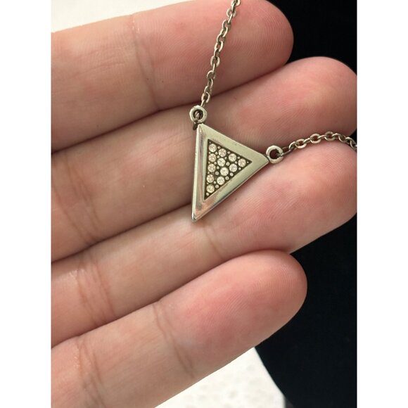 Brighton Contempo Ice Reversible Triangle  Petite Pendant Necklace Silver Chain - Picture 5 of 8